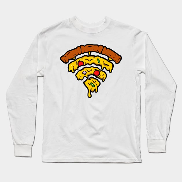 Pizza WIFI Long Sleeve T-Shirt by Mako Design 